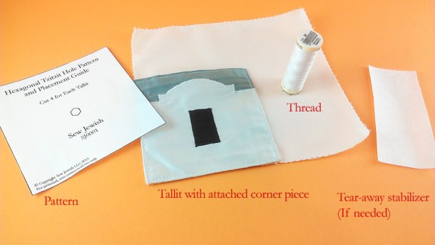 pattern tallit with corner thread