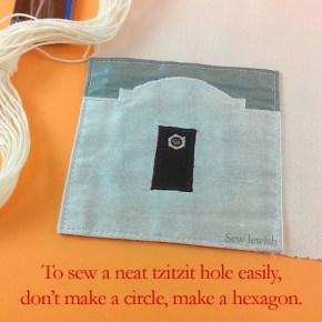To Easily Sew a Neat Tzitzit Hole on Your Tallit, Don’t Make a Circle, Make a Hexagon [Free Printable&nbsp;Pattern]