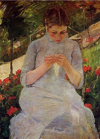 Mary Cassat, Young Woman Sewing in Garden