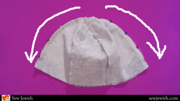 sew summer hat halves arrows