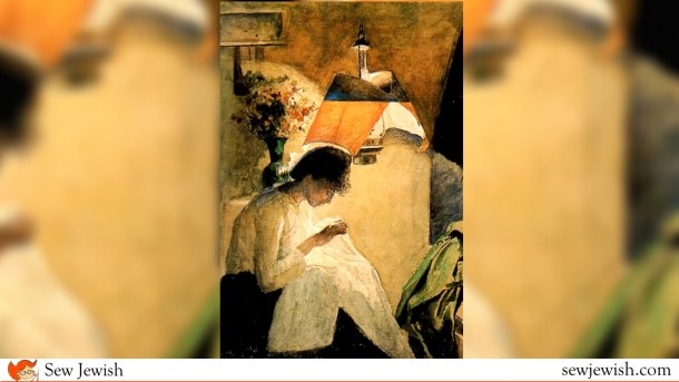 Bordadora con lampara by Cristóbal Rojas