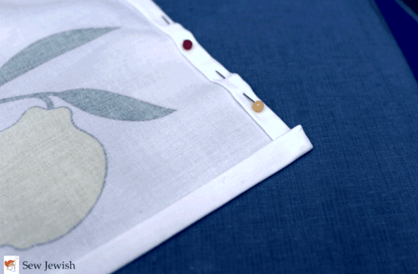 narrow hem pinned challah cover 