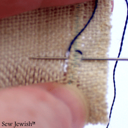 Drawn thread embroidery 4 first satin stitch web
