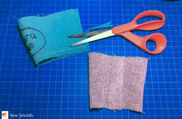 trim seam allowance on reversible coffee sleeve