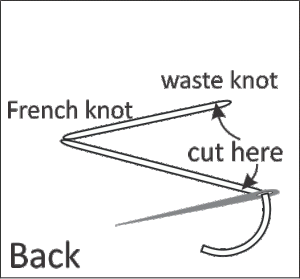 isolated french knot cut waste knot