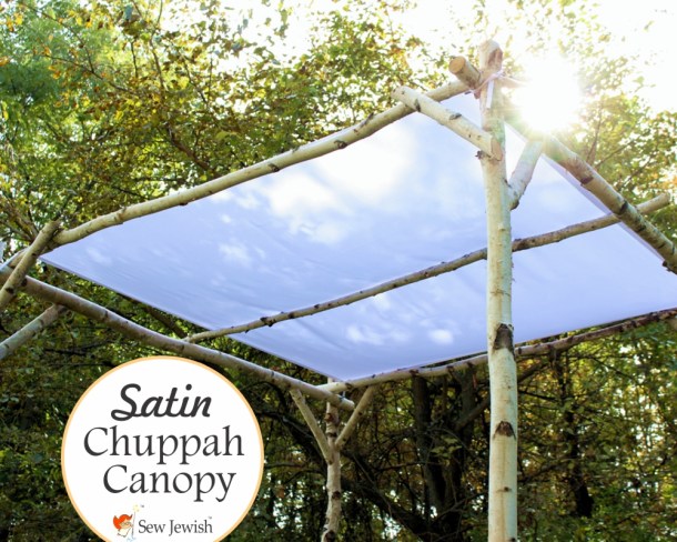 chuppah with middle beam supporting canopy