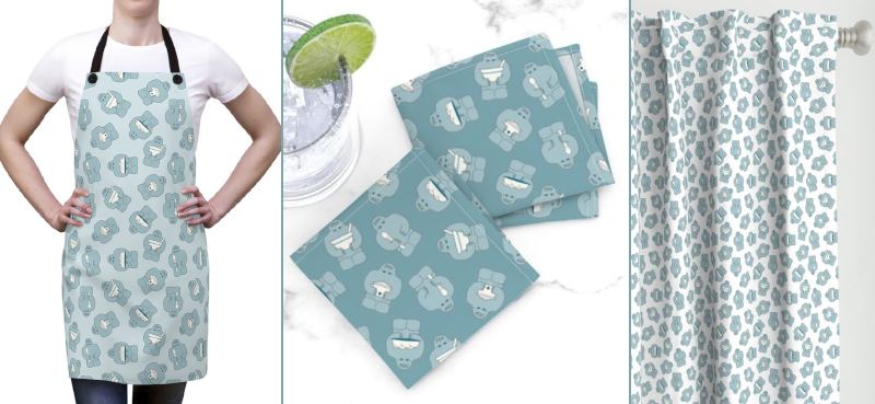 Golem Kitchen Helpers fabric projects apron napkins curtains