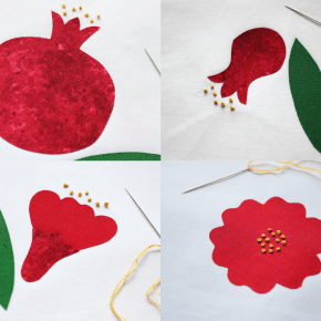 5 Pomegranate Fruits and Flowers Applique&nbsp;Patterns